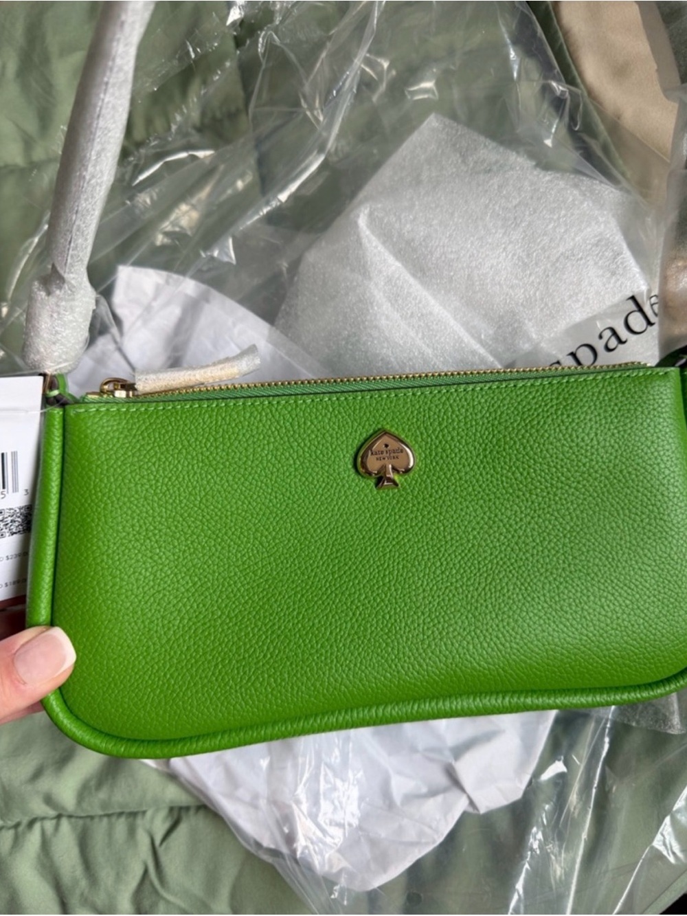 kate spade Green Leather Wristlet Bag
